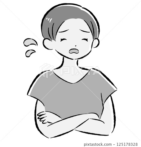Illustration of a woman with a troubled expression Illustration of a woman with a troubled expression 125178328