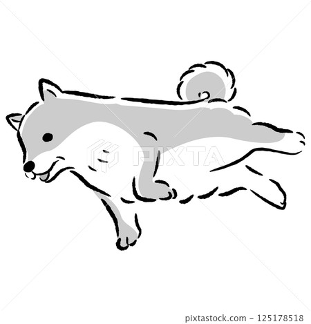 Hand-drawn illustration of a senior dog lying down Hand-drawn illustration of a senior dog lying down 125178518