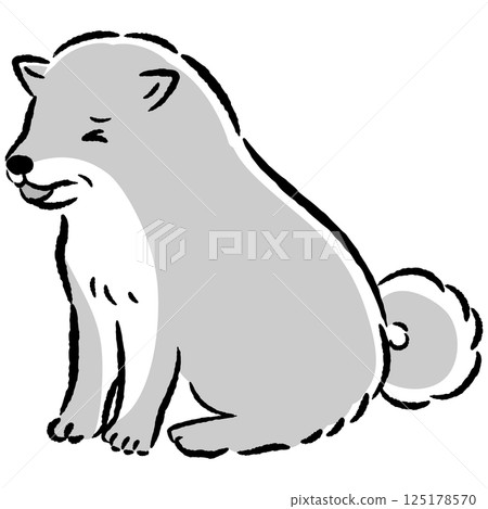 手繪一隻健康狀況不佳的老狗 手繪一隻健康狀況不佳的老狗 125178570