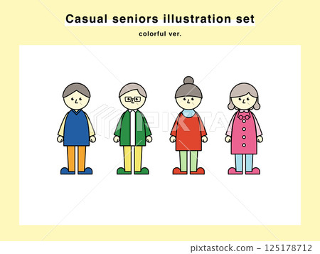 休閒服裝老人插圖集01 休閒服裝老人插圖集01 125178712