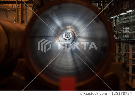 Inside View of a Large Gas Pipeline in Industrial Workshop Inside View of a Large Gas Pipeline in Industrial Workshop 125178734