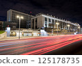 Russian State Library at Night with Light Trails 125178735