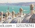Domes and Minarets Overlooking the Bosphorus Strait in Istanbul 125178741