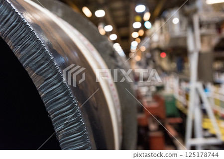 Cross-Section of a Large Gas Pipeline in Industrial Workshop Cross-Section of a Large Gas Pipeline in Industrial Workshop 125178744