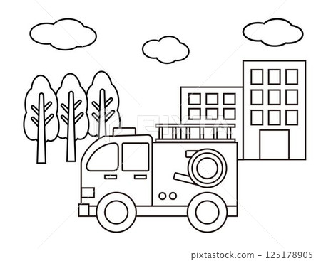 消防車插圖著色頁 125178905