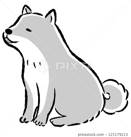 Illustration of a dog sitting with a relaxed expression 125179213