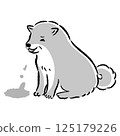手繪老年犬嘔吐插圖 125179226