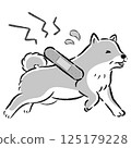 一隻受傷的老年犬，表情憂慮的插圖 125179228