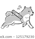 一隻受傷的老年犬，表情憂慮的插圖 125179230