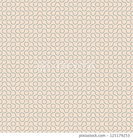 Truchet thin line tile, round shapes seamless pattern. Background with rounded lines. 125179253