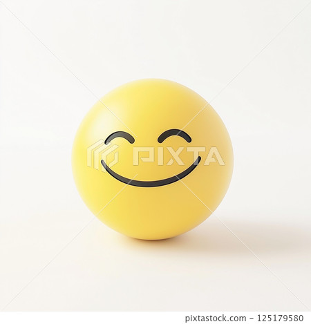 Smiling face emoticon represents joy and positivity in a minimalistic setting 125179580