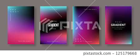 Set of abstract gradient backgrounds. Turquoise, purple, pink and black colors. Vector. 125179668