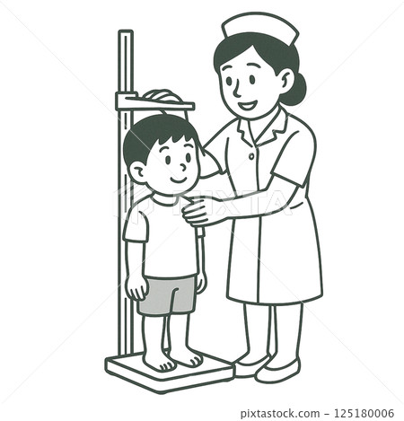 Line drawing illustration of body measurement, simple, material, icon, medical illustration 125180006