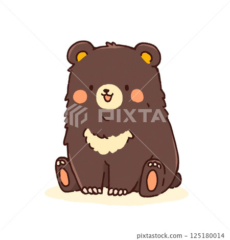 Deformed, sitting Asian black bear illustration, icon, material, no background 125180014