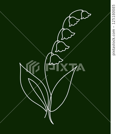 Spring Lily of the Valley in One Continuous Line Drawing. Simple Minimalist Linear abstract Flower May bells. Vector Illustration For wedding design, invitations. Hand Drawn Monoline. Editable stroke 125180085