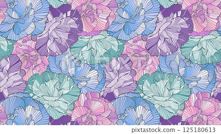 Pastel Colorful Abstract Floral Waves Delicate Line Drawing Peony Flowers for Sophisticated Summer Wedding, Intricate Wavy Lines Decorative Blue Pink Vector Seamless Pattern Pastel Colorful Abstract Floral Waves Delicate Line Drawing Peony Flowers for Sophisticated Summer Wedding, Intricate Wavy Lines Decorative Blue Pink Vector Seamless Pattern 125180613