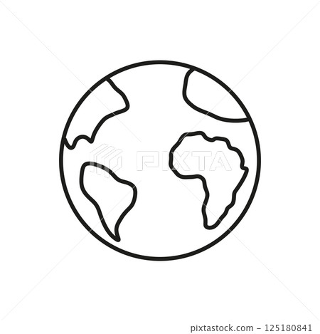 Earth Globe Line Icon. Global Connectivity, World Geography, And International Relations Outline Symbol. Planet Earth Representation. Editable Stroke. Isolated Vector Illustration 125180841