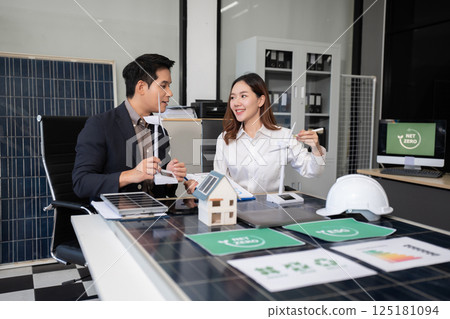 Sustainable development with renewable energy solutions, ecology concept, green business. 125181094