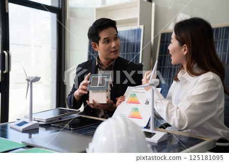 Sustainable development with renewable energy solutions, ecology concept, green business. 125181095