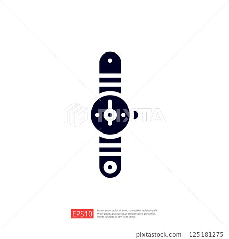 A minimalist graphic representation of a wristwatch, emphasizing its round face and strap design, suitable for use in digital or print media. A minimalist graphic representation of a wristwatch, emphasizing its round face and strap design, suitable for use in digital or print media. 125181275