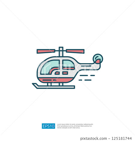 A simple, stylized illustration of a helicopter in motion, showcasing its rotor blades and streamlined design. A simple, stylized illustration of a helicopter in motion, showcasing its rotor blades and streamlined design. 125181744