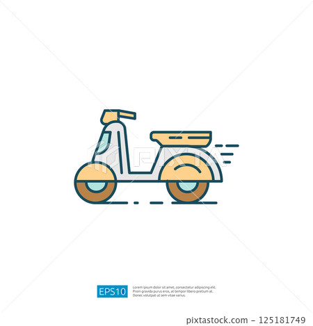 A stylized illustration of a scooter, featuring a streamlined design with vibrant colors, suggesting movement and speed. Ideal for transport-related graphics. A stylized illustration of a scooter, featuring a streamlined design with vibrant colors, suggesting movement and speed. Ideal for transport-related graphics. 125181749