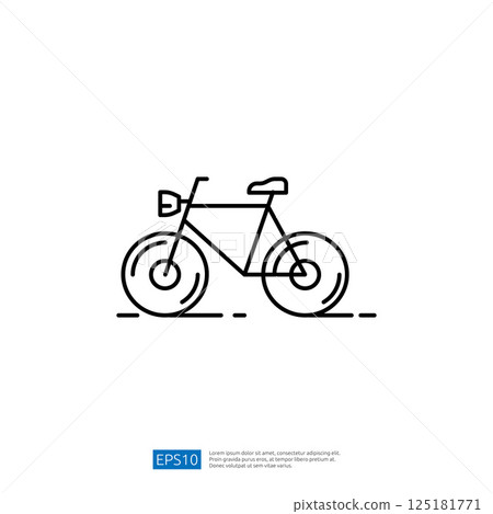 A minimalist illustration of a bicycle, highlighting its simple design and structure. The image conveys a sense of leisure and transport. 125181771