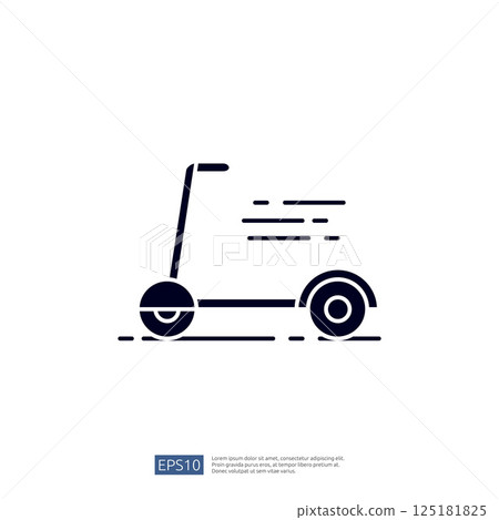 A minimalist illustration of a scooter in motion, depicting speed and mobility. The design emphasizes a sleek, modern aesthetic suitable for various contexts. A minimalist illustration of a scooter in motion, depicting speed and mobility. The design emphasizes a sleek, modern aesthetic suitable for various contexts. 125181825