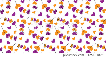 Abstract Heart shape branches on decorative Hearts Festive Halloween tints Seamless Pattern Backdrop 125181875