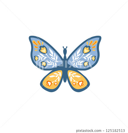 Folk butterfly vector illustration. Folk butterfly vector illustration. 125182513