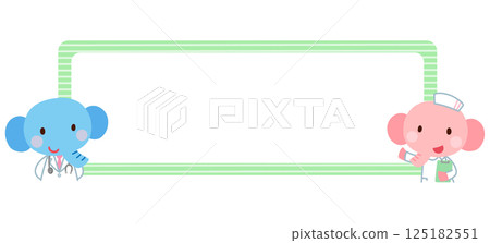 Cute elephant doctor copy space announcement speech bubble 125182551