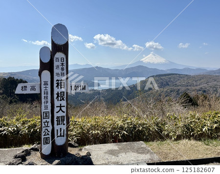 蘆之湖天際線_大官山_從收費公路看到的蘆之湖和富士山 125182607