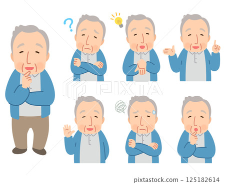 Elderly man, facial expression pose, senior, elderly, late elderly 125182614