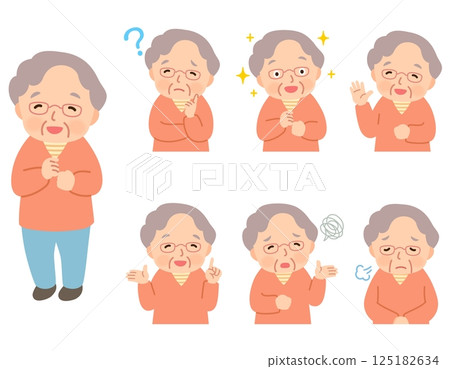 Elderly woman, facial expression pose, senior, elderly, late elderly 125182634