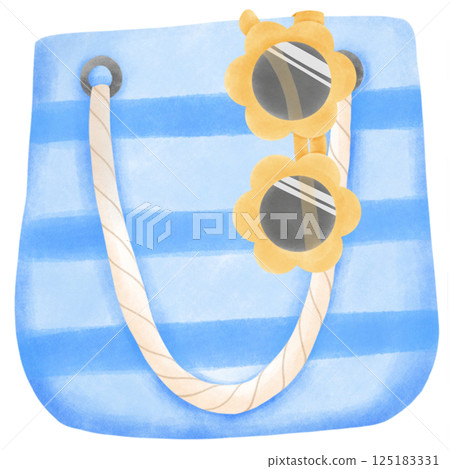 Beach bag and flower-shaped sunglasses Beach bag and flower-shaped sunglasses 125183331