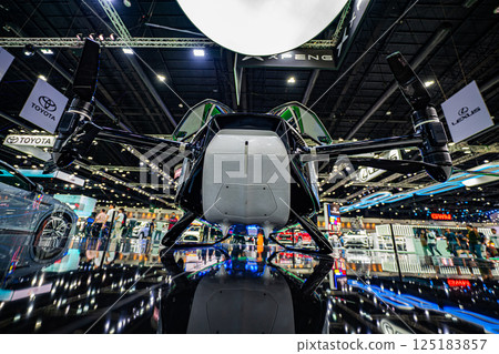 Futuristic Electric Air Taxi Display 125183857