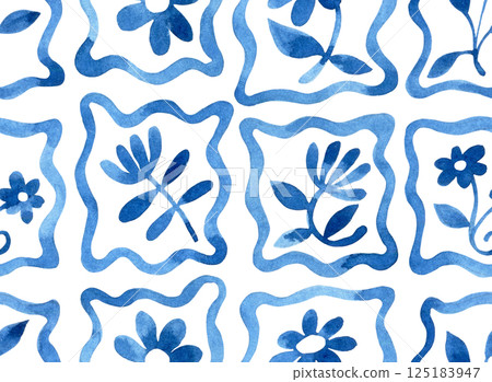 pattern, blue, floral 125183947