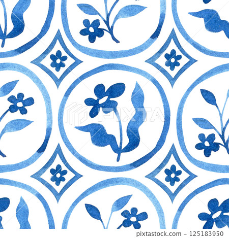 pattern, blue, floral 125183950
