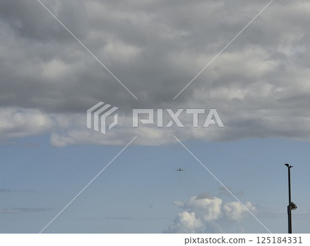 Sky with Cumulus Clouds Over Grassland and Road Sky with Cumulus Clouds Over Grassland and Road 125184331