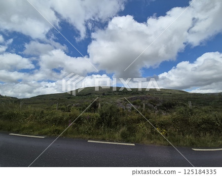 Natural landscape with fluffy cumulus clouds 125184335