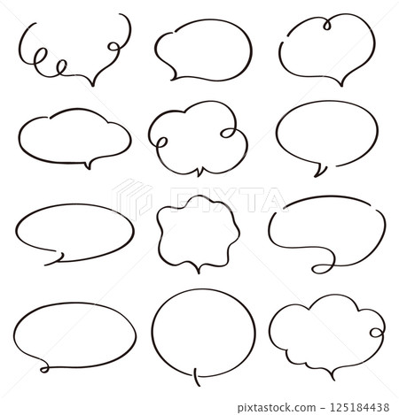 Hand drawn simple speech bubble set Hand drawn simple speech bubble set 125184438