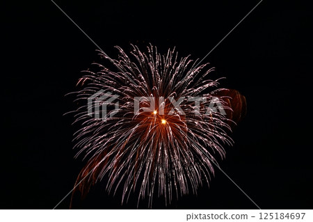 Radiating fireworks at the Kochi City Summer Fireworks Festival 125184697