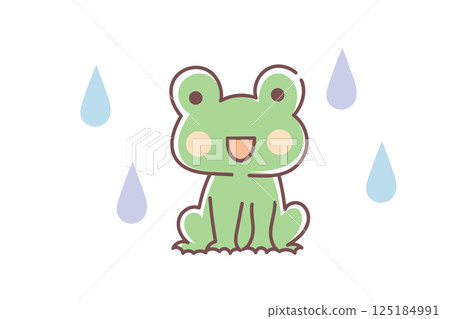 一隻可愛的青蛙像向量圖微笑和高興 125184991