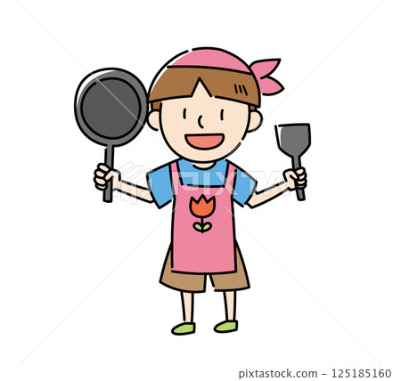 男孩穿著圍裙 125185160