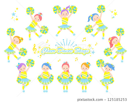 插圖集可愛的孩子們笑著跳歡呼舞 125185253
