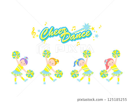 Illustration set of cute children doing cheer dance with a smile Illustration set of cute children doing cheer dance with a smile 125185255
