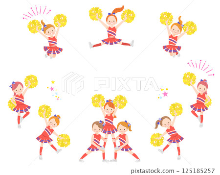 Illustration set of cute children doing cheer dance with a smile Illustration set of cute children doing cheer dance with a smile 125185257