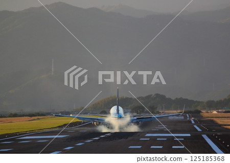 Airplane landing Airplane landing 125185368