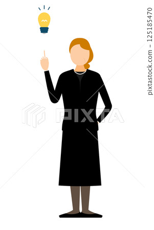 A simple illustration of a senior woman in mourning clothes coming up with an idea A simple illustration of a senior woman in mourning clothes coming up with an idea 125185470
