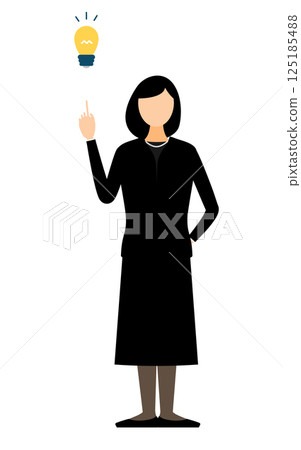 A simple illustration of a woman in mourning clothes coming up with an idea 125185488
